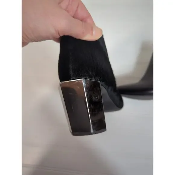 United Nude Leather Calf Hair Bootie Metallic Geometric Block Heel 37 - Picture 9 of 14